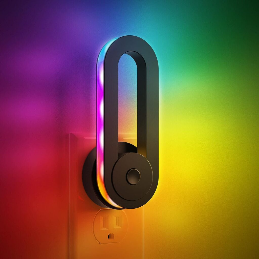 2 X Kids Night Light Plug into Wall, LOHAS Color Changing , 7 Solid Colors + RGB Color Chasing Nightlight, Dusk to Dawn Sensor, Home Decor for Party Hallway Bedroom