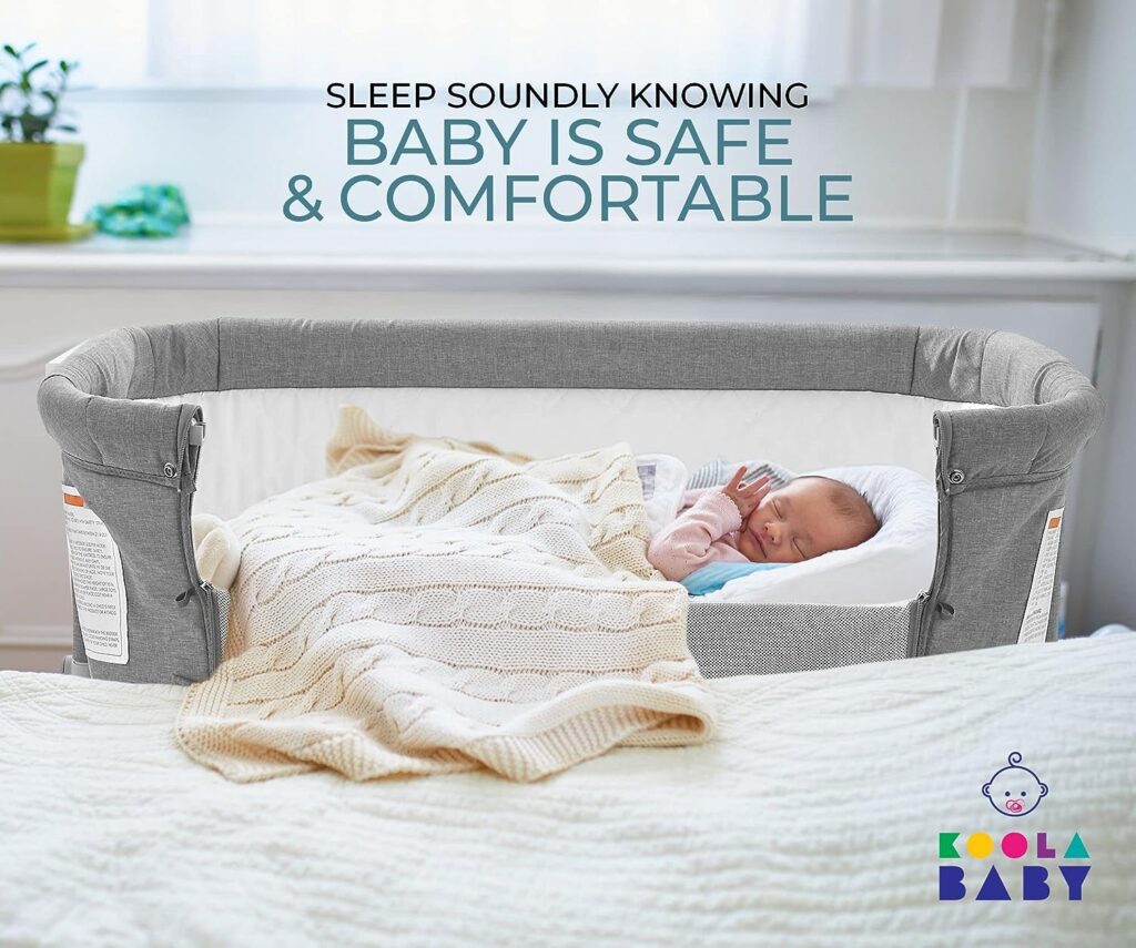3 in 1 Baby Bassinet, Bedside Sleeper,  Playpen, Easy Folding Portable Crib (Grey)- KoolaBaby (Bassinet)