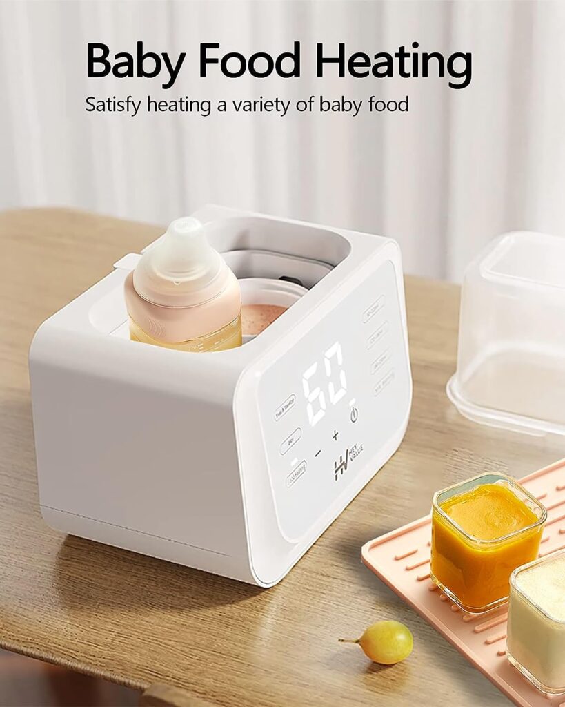 Baby Bottle Warmer, 8-in-1 Fast Milk Warmer for Breastmilk or Formula with Timer, 24H Constant Warming, with Defrost, Heat Baby Food Jars, Sterili-zing Function, Accurate Temp Control, Fits 2 Bottles