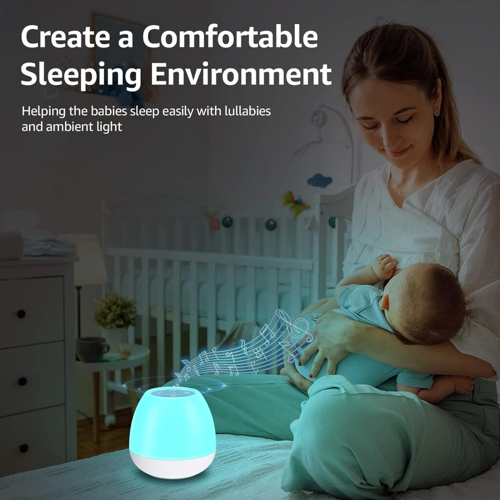 Baby Sound Machine，BGOVERSS White Noise Machine for Baby Sleeping with Night Light, Toddler Sleep Trainer with 24 Soothing Sounds, White Noise Soother with Timer, App Remote Control for KidsRoom Blue