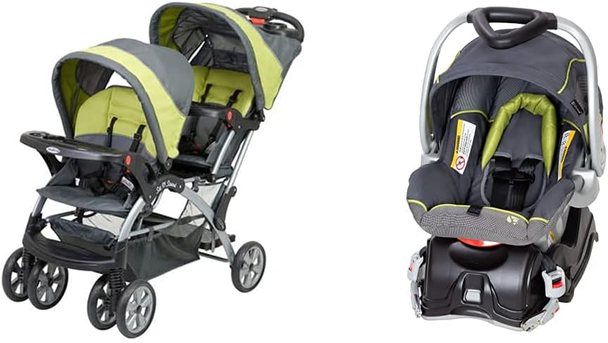 Baby Trend Sit N Stand Double, Carbon + Baby Trend EZ Flex Loc Infant Car Seat, Carbon