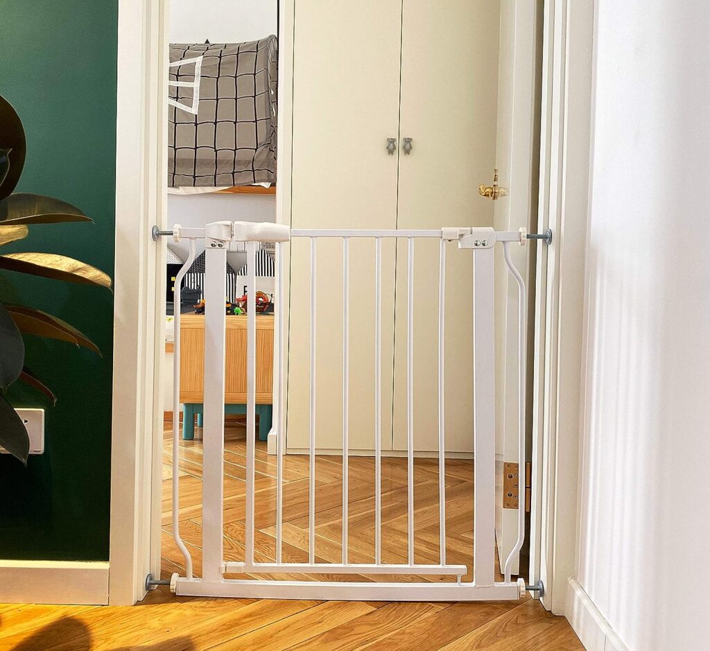 BalanceFrom Easy Walk-Thru Safety Gate for Doorways and Stairways with Auto-Close/Hold-Open Features, Fits 29.1 - 33.8 Inch Openings