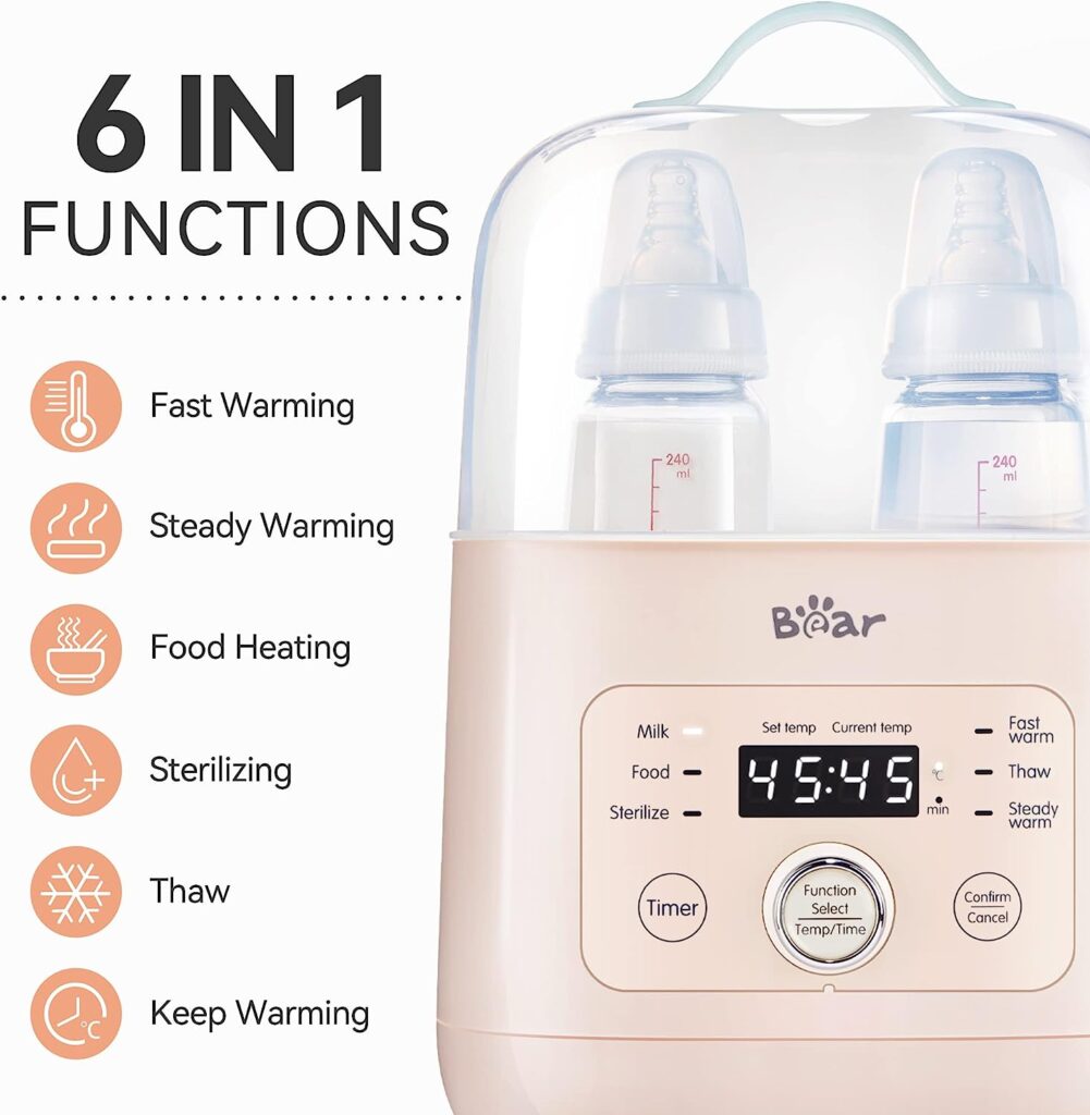 Bear Bottle Warmer, Baby Bottle Warmer for Breastmilk, Portable Bottle Warmer for Travel, Accurate Temperature and Time Control for Formula, HeaterThaw BPA-Free Milk Warmer