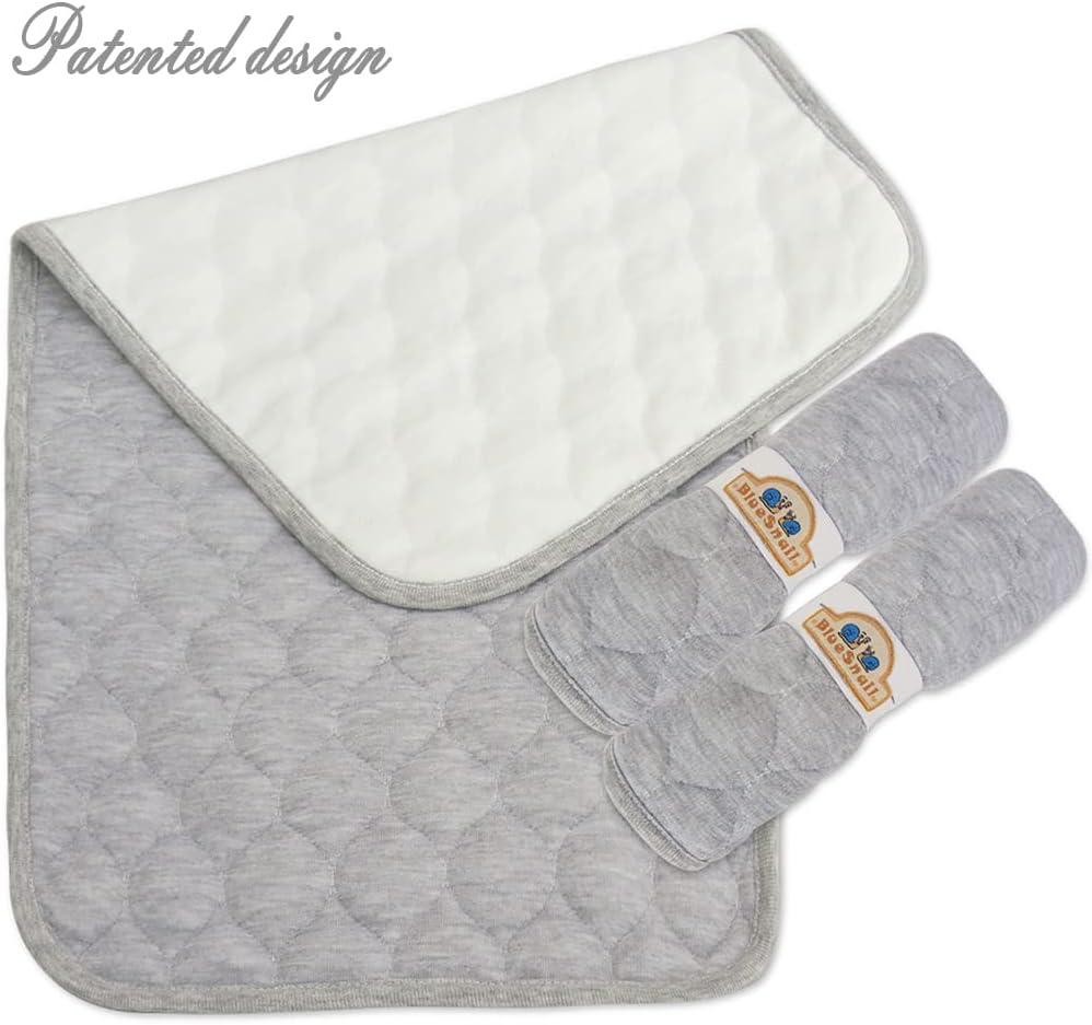 BlueSnail Bamboo Quilted Thicker Waterproof Changing Pad Liners, 3 Count (Gray)