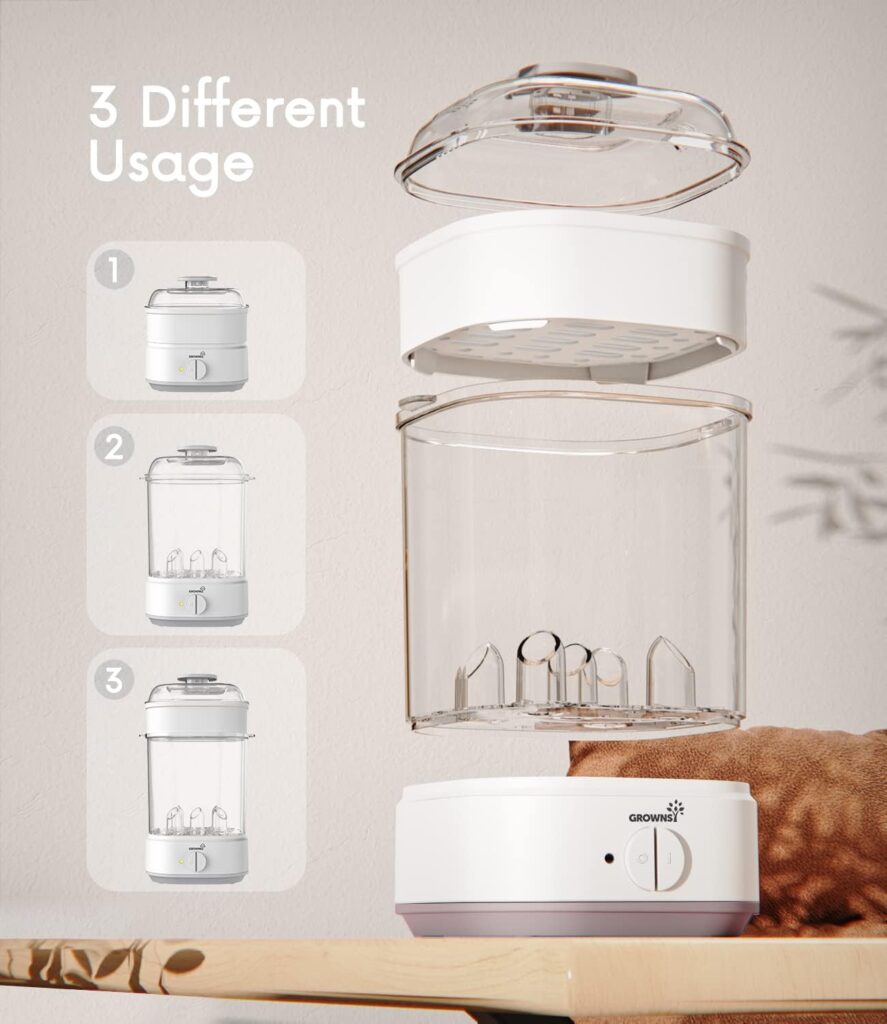 Bottle Sterilizer, Baby Bottle Steam Sterilizer, Electric Baby Bottle Sanitizer with Timer for Baby Bottles, Pacifiers, Pump Parts