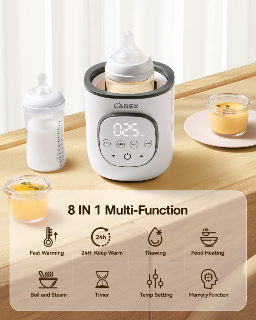 Bottle Warmer, Fast Baby Bottle Warmer for Breastmilk and Formula, with Timer and Accurate Temp Control, 8-in-1 Baby Milk Warmer BPA Free with Digital Display, Bottle Warmers for All Bottles