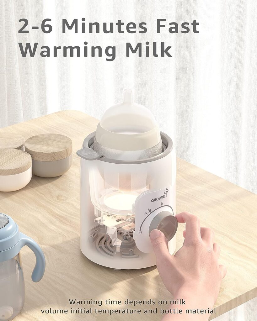 Bottle Warmer, GROWNSY 6-in-1 Fast Baby Milk Warmer for Breastmilk or Formula, Accurate Temperature Control, With Defrost, Sterili-zing, Keep, Heat Baby Food Jars Function
