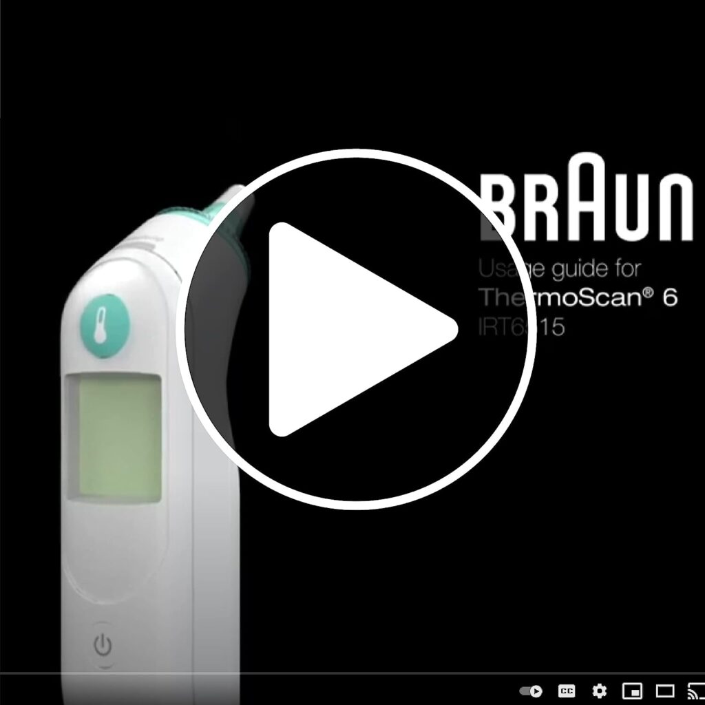 Braun ThermoScan 6, IRT6515 – Digital Ear Thermometer for Adults, Babies, Toddlers and Kids – Fast, Gentle, and Accurate with Color Coded Results