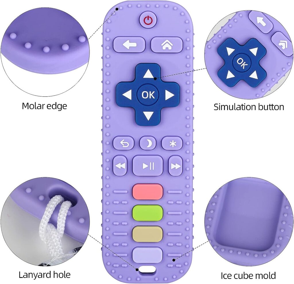 Chuya Silicone Baby Teething Toy Remote Control Shape Chew Toy for Babies 0-6 Months 3-24 Months, Teether Relief Baby Toys for Infants TV BPA Free(Purple)