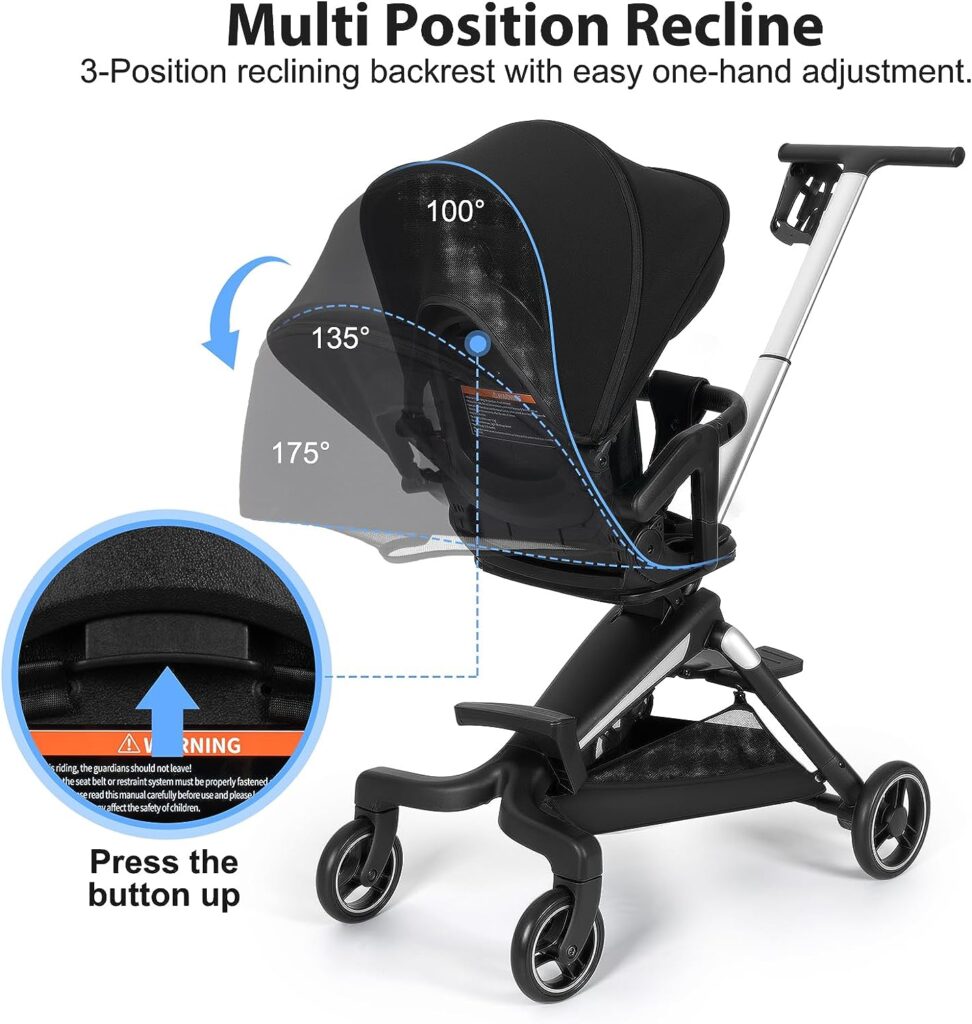 Convenience Stroller Lightweight Stroller Fold Compact Travel Stroller Multiposition Recline, One-Hand Fold Baby Stroller, Cup Holder, Raincover Included