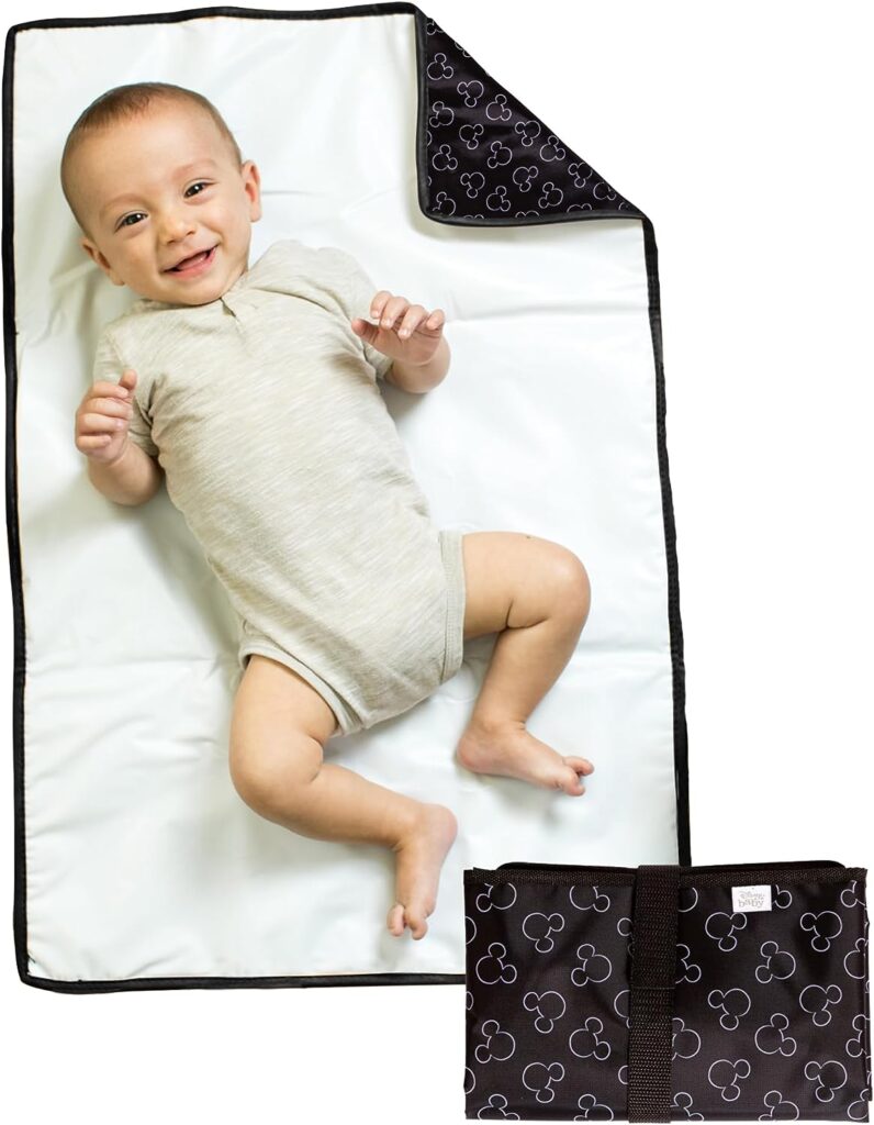 Disney Baby by J.L. Childress Full Body Portable Changing Pad for Baby, Mickey Black, 19x30 Inch (Pack of 1)