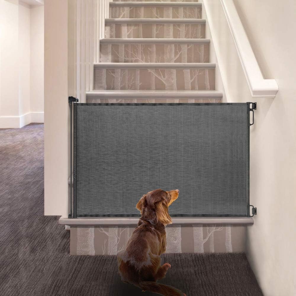 EasyBaby Retractable Baby Gate, 33 Tall, Extends up to 55 Wide, Black/Child Safety Baby Gates, Pet Retractable Gates for Stairs, Doorways, Hallways, Indoor and Outdoor
