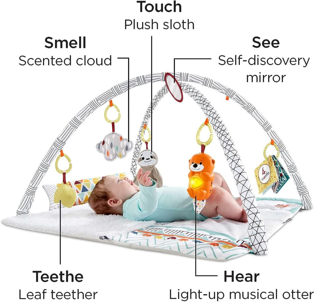 Fisher-Price Baby Playmat Perfect Sense Deluxe Gym Extra Large With Lights Music And 6 Moveable Sensory Toys