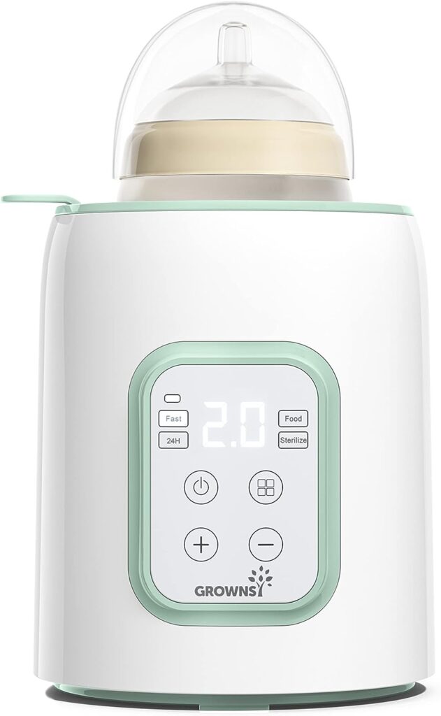 GROWNSY Baby Bottle Warmer, 8-in-1 Fast Baby Milk Warmer with Timer for Breastmilk or Formula, Accurate Temperature Control, 24H Keep, Food HeaterDefrost BPA-Free Bottle Warmer for All Bottles- Green