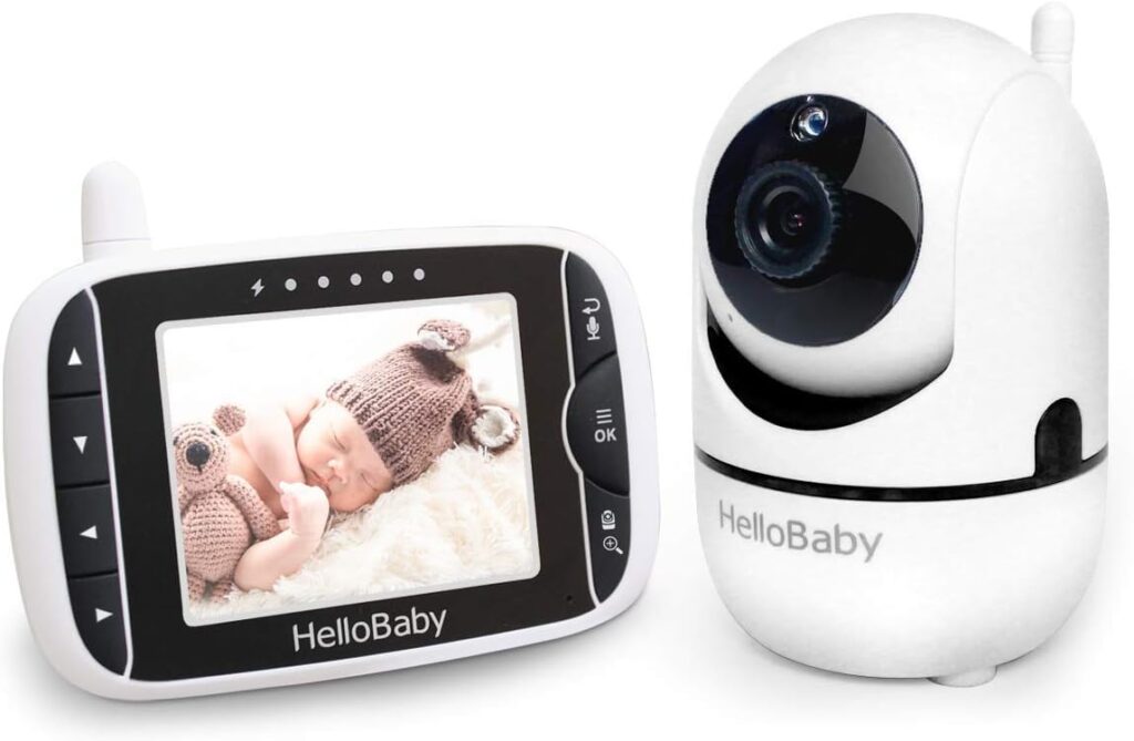 HelloBaby Baby Monitor with Remote Pan-Tilt-Zoom Camera and 3.2 LCD Screen, Infrared Night Vision (Black)