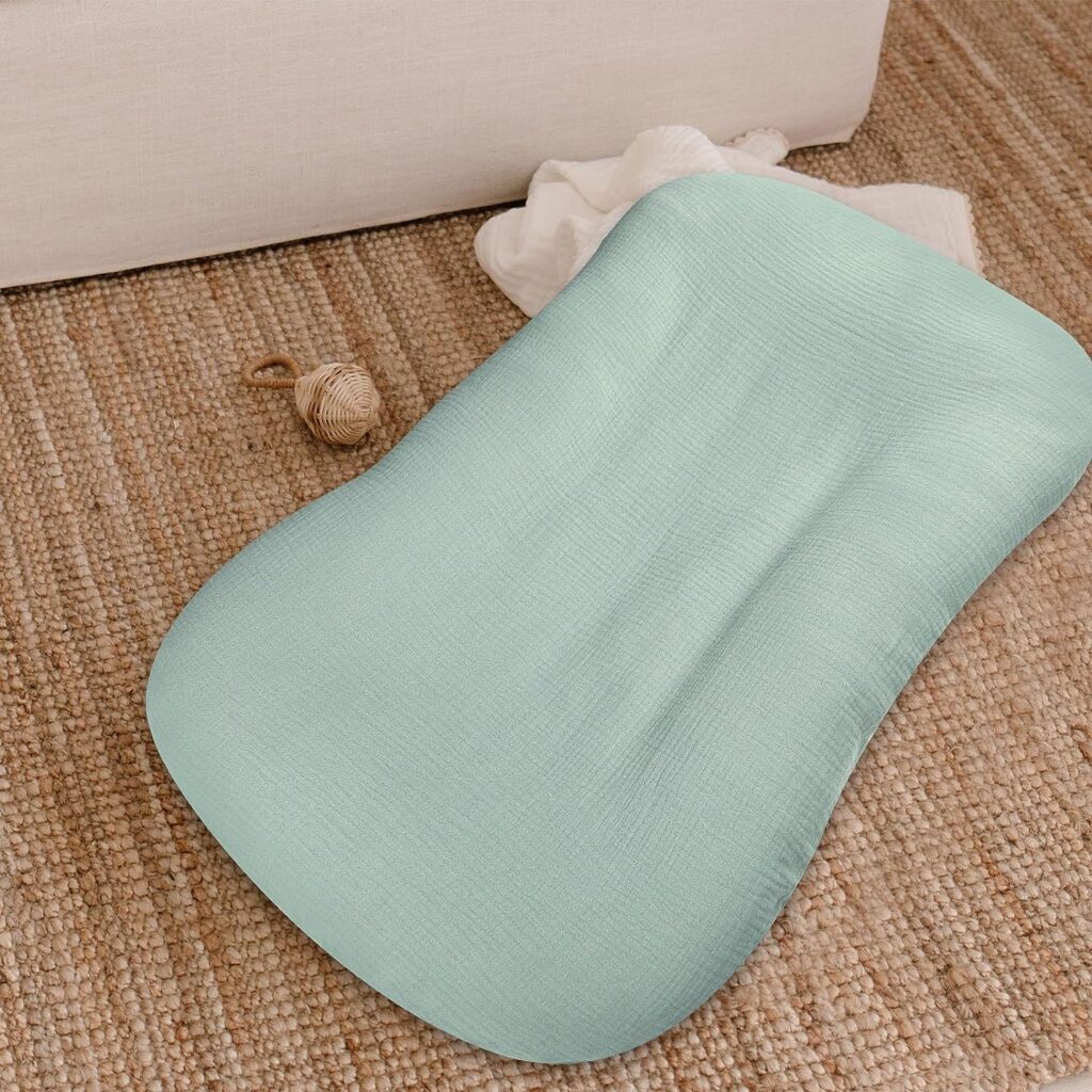 Hooyax Muslin Baby Lounger Cover Soft Organic Cotton Slipcover Fits Newborn Lounger for Baby Boys and Girls (Blue-Green)