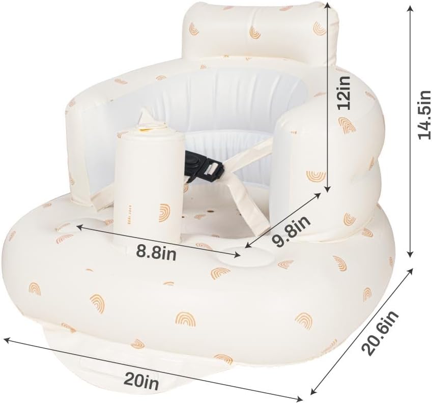Inflatable Baby Seat, Infant Support Seat for Babies 3-36 Months, 3-Point Harness Baby Chairs for Sitting Up, Baby Floor Seat with Built in Air Pump, Summer Baby Chair for Home or Travel