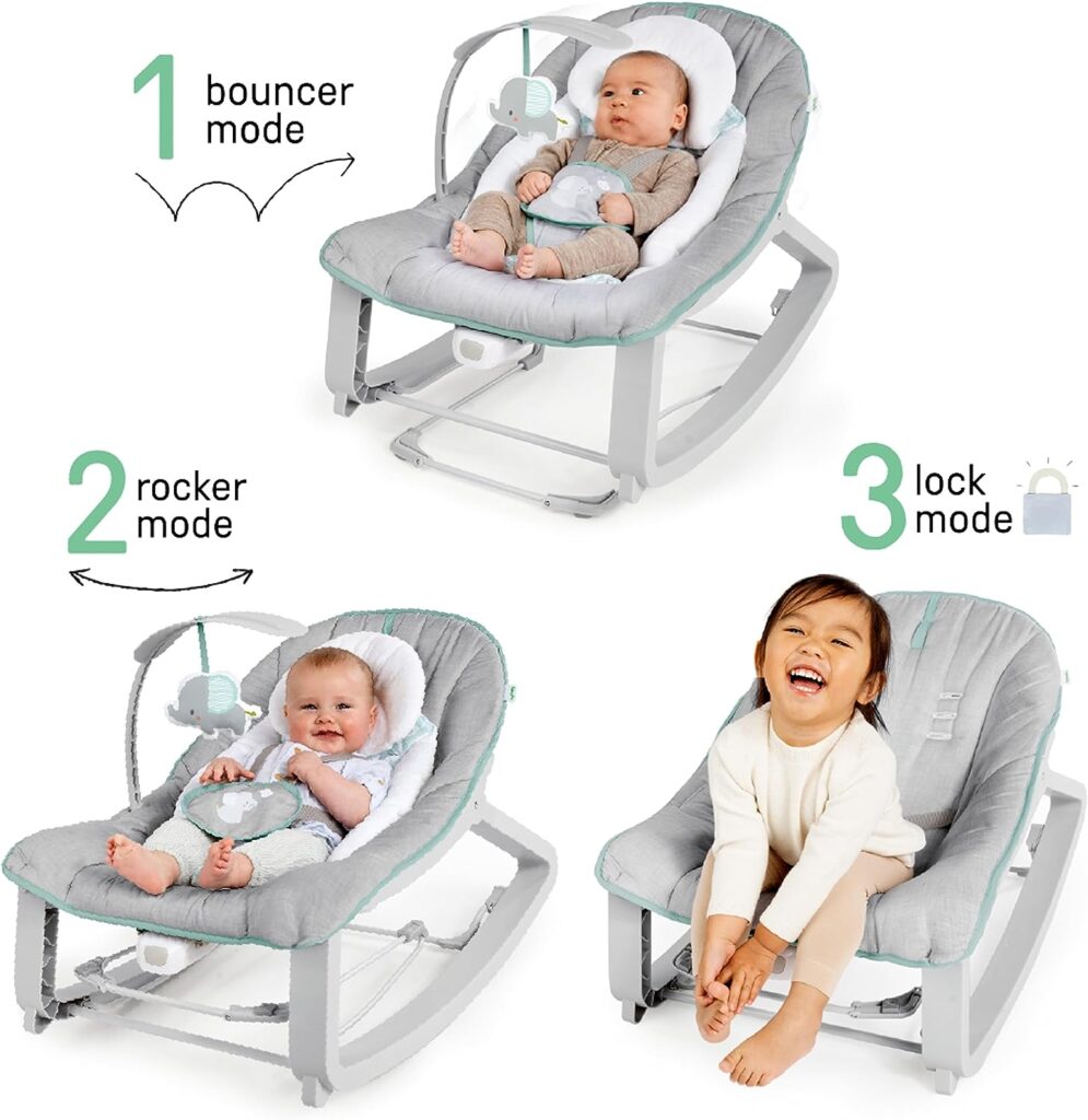 Ingenuity Keep Cozy 3-in-1 Grow with Me Vibrating Baby Bouncer, Seat  Infant to Toddler Rocker, Vibrations  -Toy Bar, 0-30 Months Up to 40 lbs (Weaver)