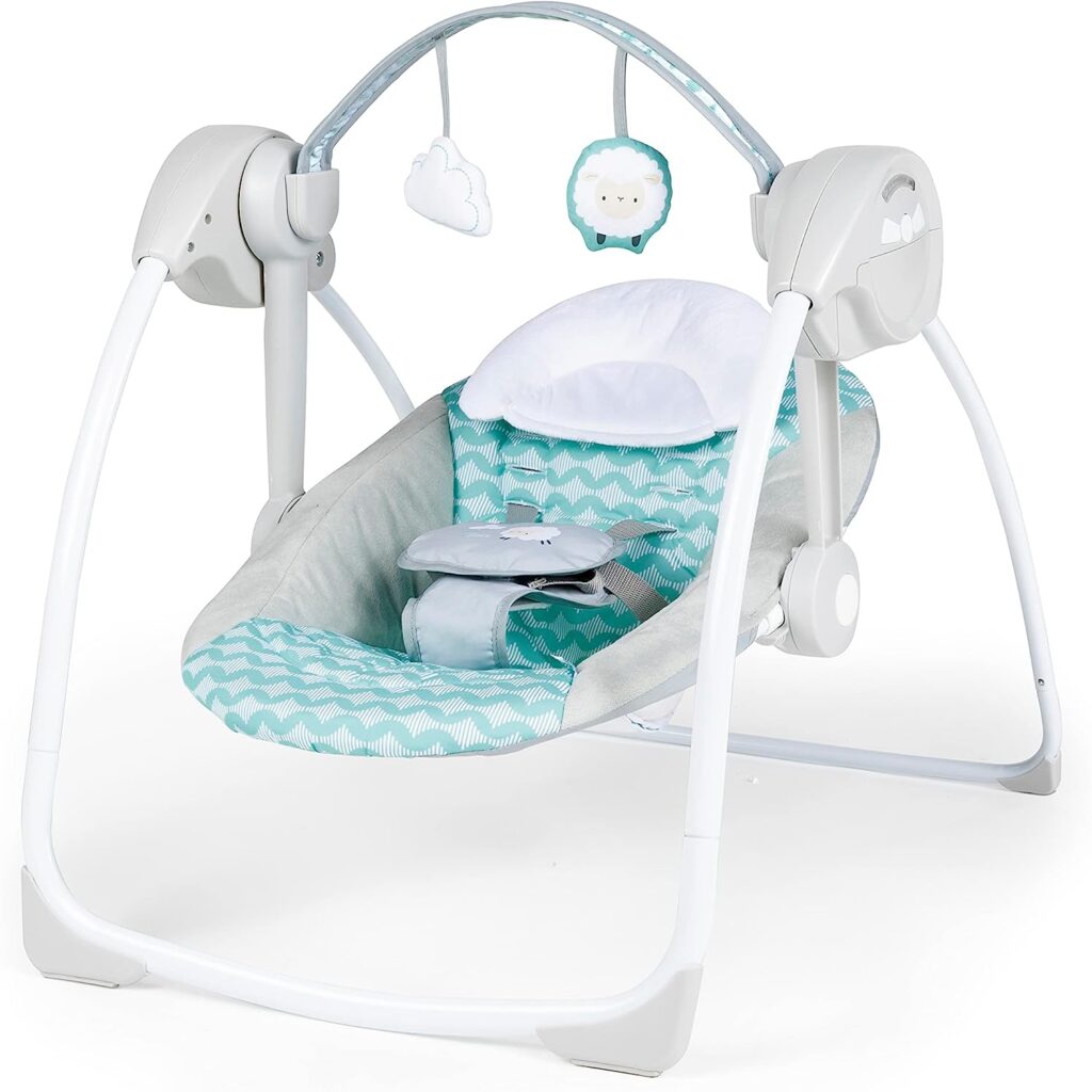 Ity by Ingenuity Swingity Swing Easy-Fold Portable Baby Swing, 0-9 Months Up to 20 lbs (Goji)