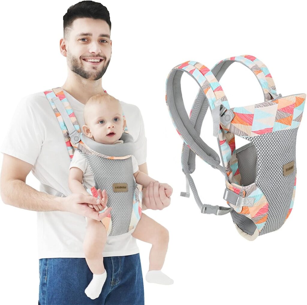 IULONEE Baby Carrier, Embrace Cozy 4-in-1 Infant Carrier Ergonomic Adjustable Holder Portable Convertible Front and Back Backpack Carry for Infants Toddlers Babies Girl and Boy 12-40 Pounds (Colorful)