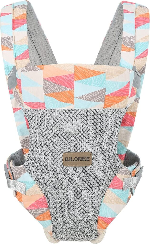 IULONEE Baby Carrier, Embrace Cozy 4-in-1 Infant Carrier Ergonomic Adjustable Holder Portable Convertible Front and Back Backpack Carry for Infants Toddlers Babies Girl and Boy 12-40 Pounds (Colorful)