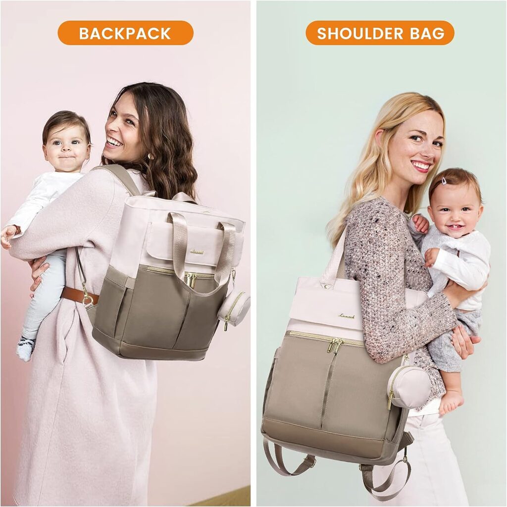 LOVEVOOK Diaper Bag Backpack,Diaper Bag Tote with Insulated Pockets,Baby Bag with Changing Pad,Baby Diaper Bag with Pacifier Case,Fashion Work Backpack for Women