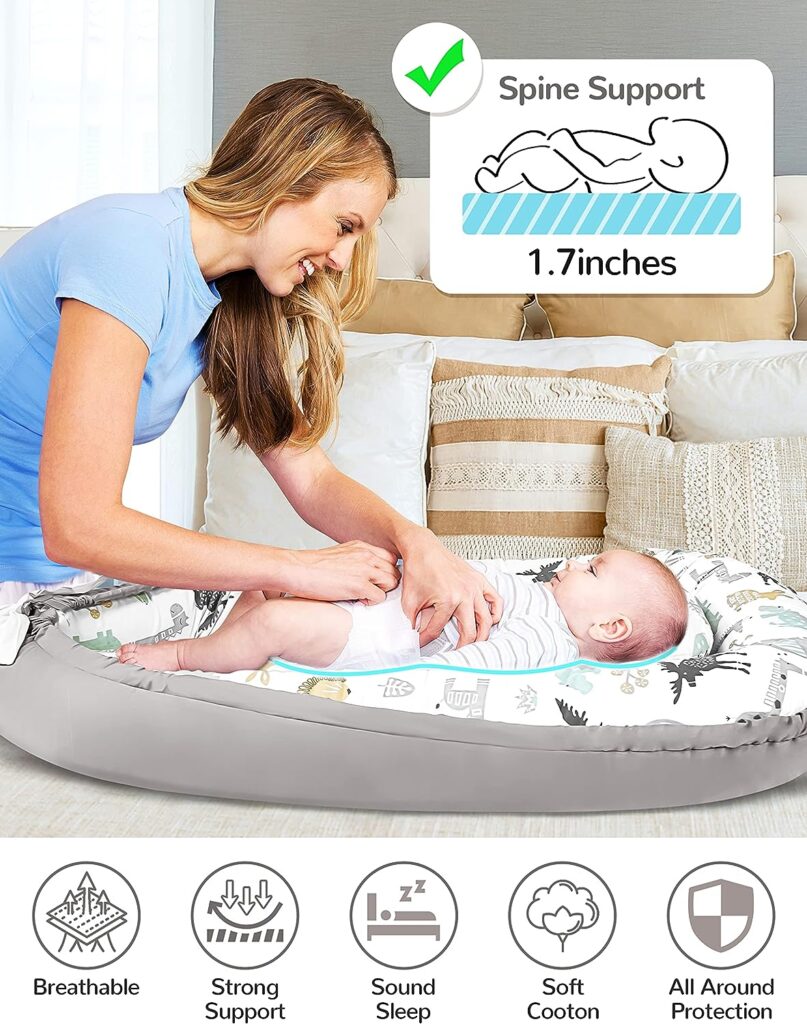 Mestron Baby Nest Cover for 0-12 Months,Baby Lounger Cover Baby Snuggle Infant Bassinet Mattress Insert Soft  Breathable Cotton Portable Infant Floor Seat Co-Sleeping (Zoo)