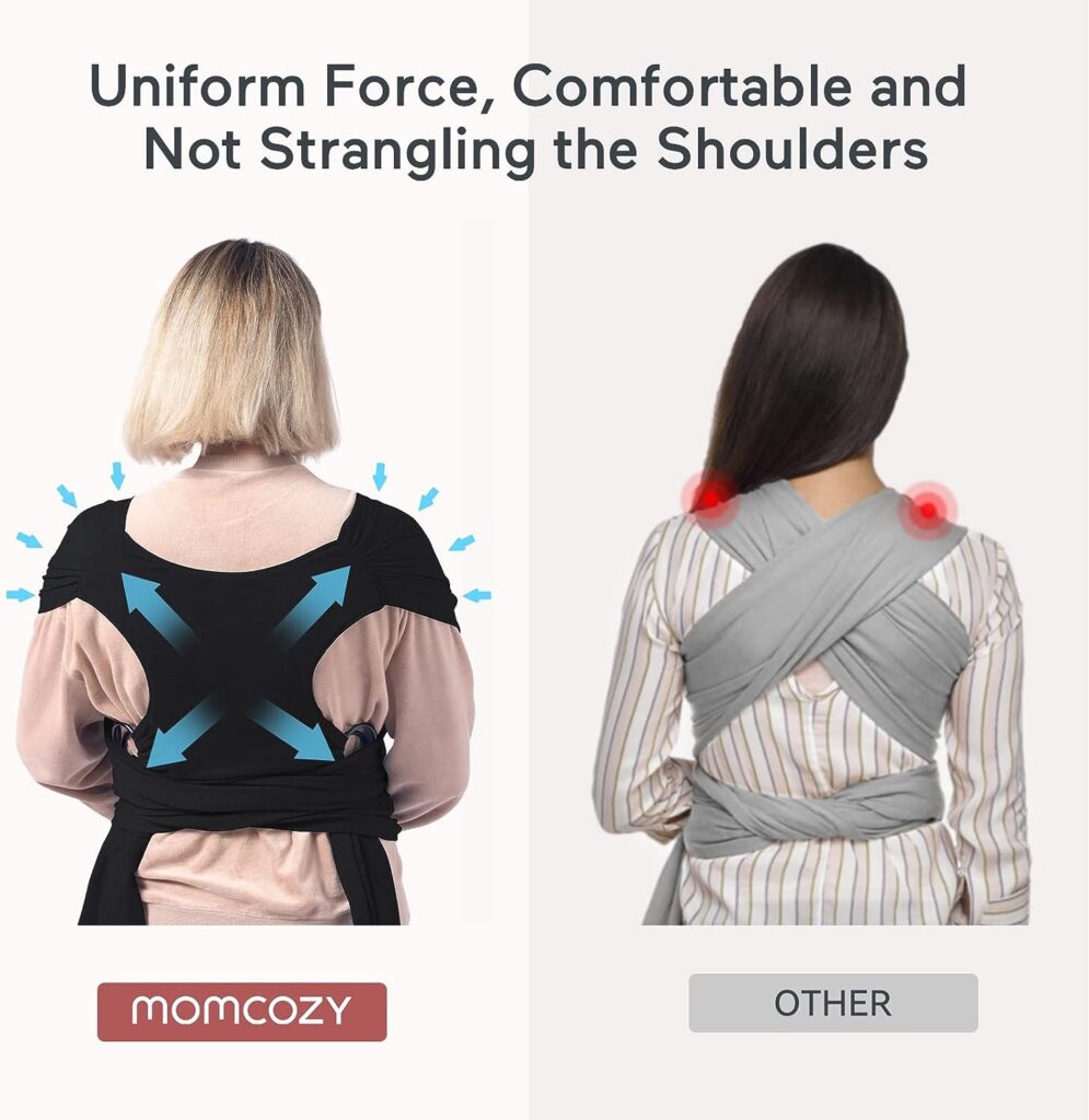 Momcozy Baby Wrap Carrier Slings, Easy to Wear Infant Carrier Slings for Babies Girl and Boy, Adjustable Baby Carriers for Newborn up to 50 lbs, Black