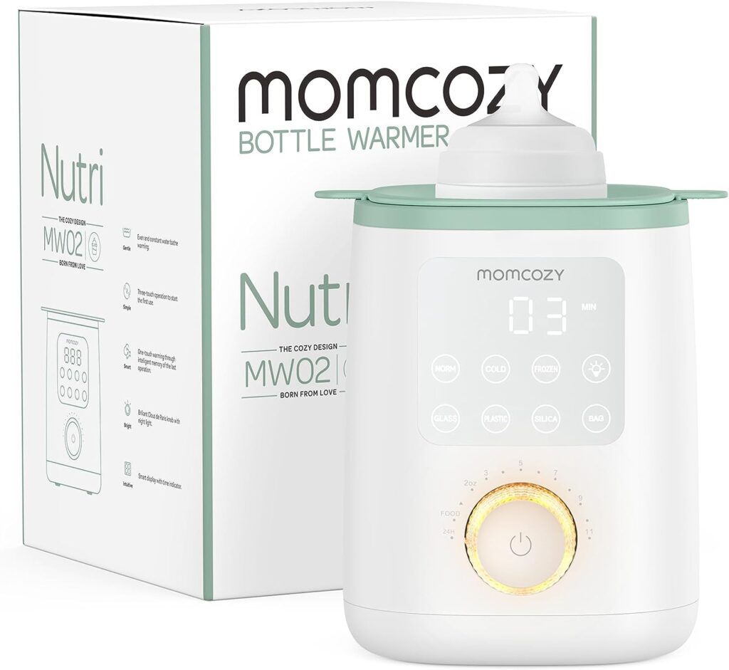 Momcozy Nutri Bottle Warmer, 9-in-1 Baby Bottle Warmer with Night Light, Accurate Temperature to Preserve Fullest Nutrients in Breast Milk, Bottle Warmers for All Bottles with Breastmilk or Formula