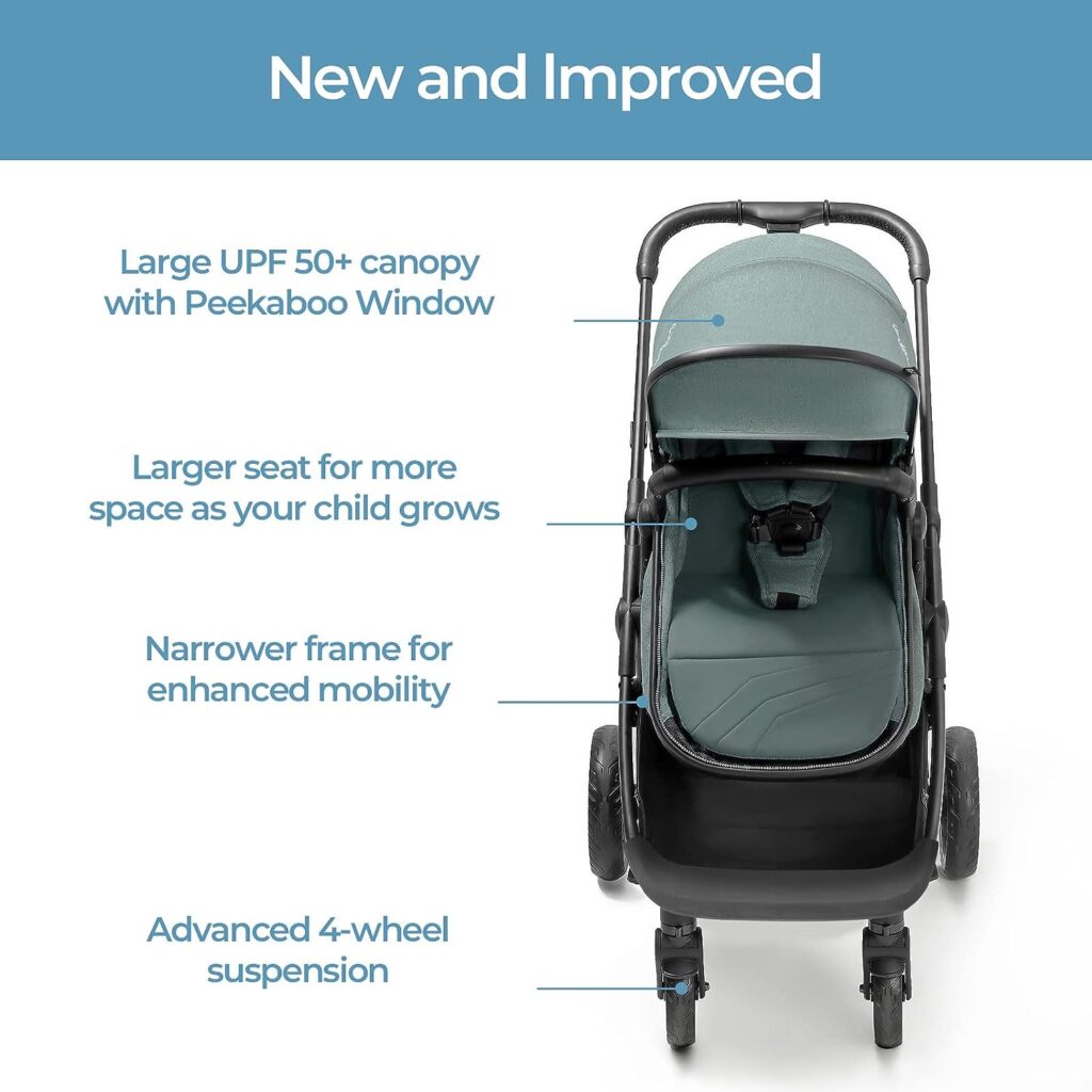 Mompush Wiz 2-in-1 Convertible Baby Stroller with Bassinet Mode - Foldable Infant Stroller to Explore More as a Family - Toddler Stroller with Reversible Stroller Seat