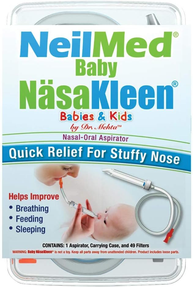 NeilMed Baby NasaKleen Nasal-Oral Aspirator with 49 Hygiene Filters and a Convenient Storage Travel Case