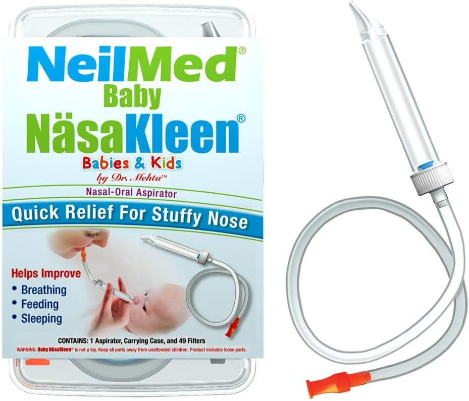 NeilMed Baby NasaKleen Nasal-Oral Aspirator with 49 Hygiene Filters and a Convenient Storage Travel Case