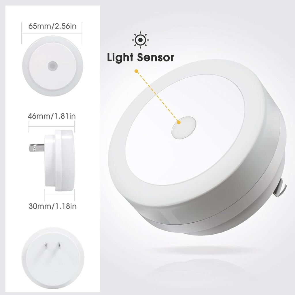 Night Light, Plug into Wall [4Pack] with Light Sensors, LED Light for Kids Room, Baby, Bathroom, Stair, Hallway, Warm White