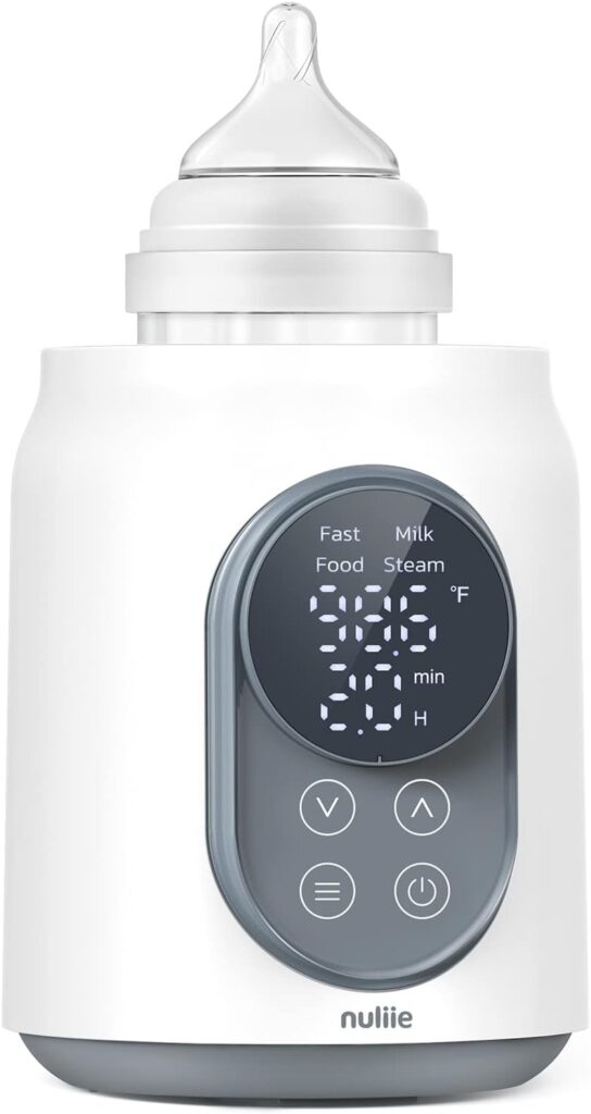 Nuliie Fast Bottle Warmer, 6-in-1 with Larger LCD Display Smart Temperature Control and Automatic Shut-Off, BPA Free Baby Bottle Warmer for Breastmilk or Formula