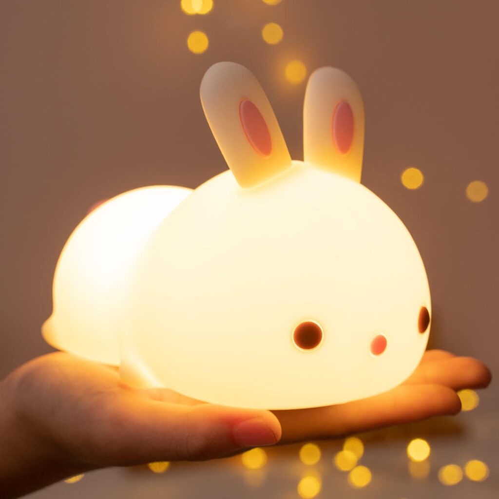 One Fire Cute Bunny Kids Night Light for Kids,16 Colors Kawaii Night Lights for Kids Room, Rechargeable Cute Lamp Baby Night Light,Tap FUN Cute Stuff for Teen Girls,Nightlights for Children Cute Gifts