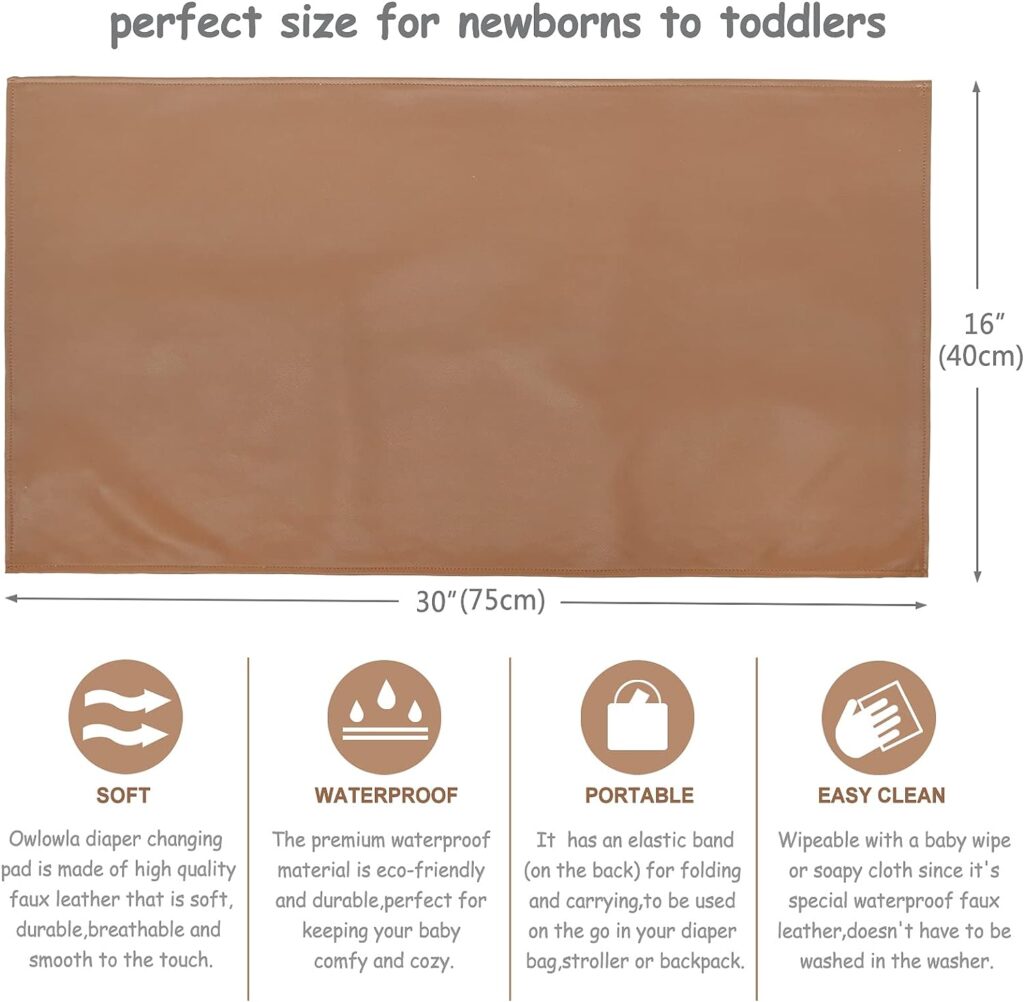Owlowla Baby Diaper Changing Pad Portable Changing Mat Travel Changing Pad Liner for Baby and Small Toddler(Classic BrownBrush Strokes)