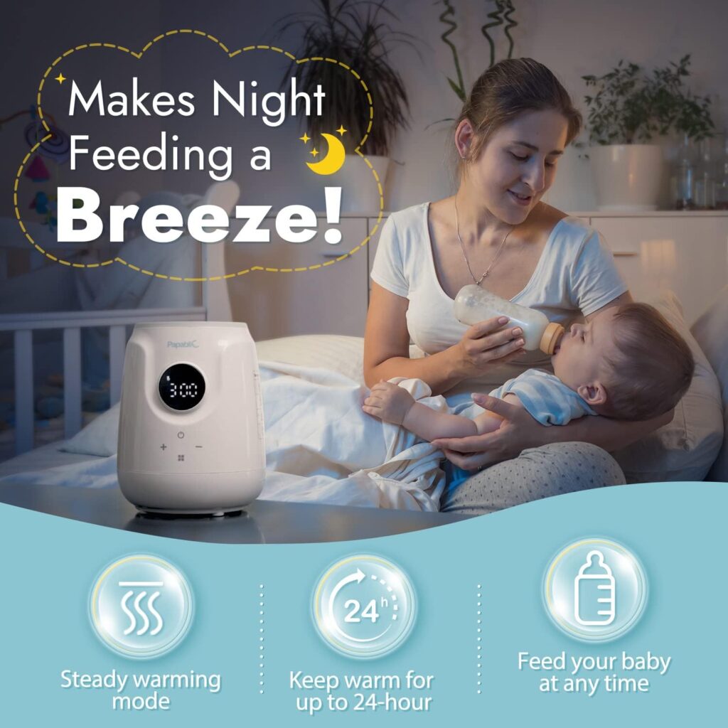 Papablic 5-in-1 Ultra-Fast Baby Bottle Warmer for Breastmilk and Formula, with Digital Timer and Automatic Shut-Off