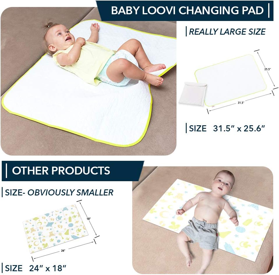 Portable Changing Pad - Large Size 25.5”x31.5” - Baby Changing Pad for Boys  Girls - Waterproof Diaper Changing Pad for Travel - Wipeable Changing Mat with Reinforced Double Seams - Bonus Storage Bag