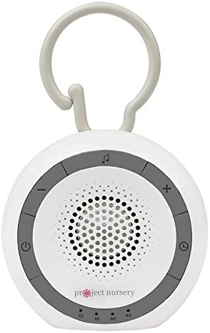 Project Nursery Portable Sound Soother for Baby, White Noise Sound Machine and Sleep Soother with 4 Natural Sounds and 2 Lullabies, Sleep Timer, Volume Control and Flexible Clip, White