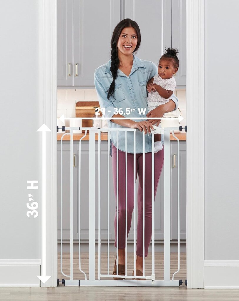 Regalo Easy Step 36 Extra Tall Walk Thru Baby Gate, Includes 4-Inch Extension Kit, 4 Pack of Pressure Mount Kit and 4 Pack Wall Cups and Mounting Kit, Pack of 1