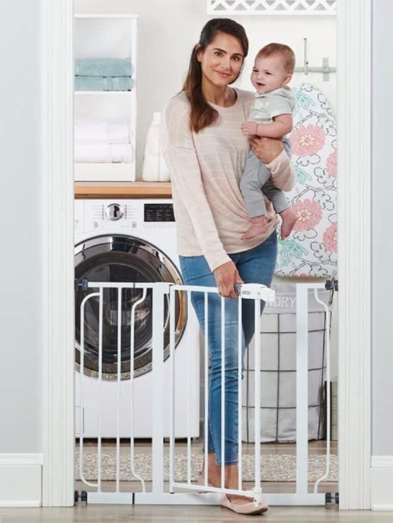 Regalo Easy Step 38.5-Inch Wide Walk Thru Baby Gate, Includes 6-Inch Extension Kit, Pressure Mount Kit, Wall Cups and Mounting Kit