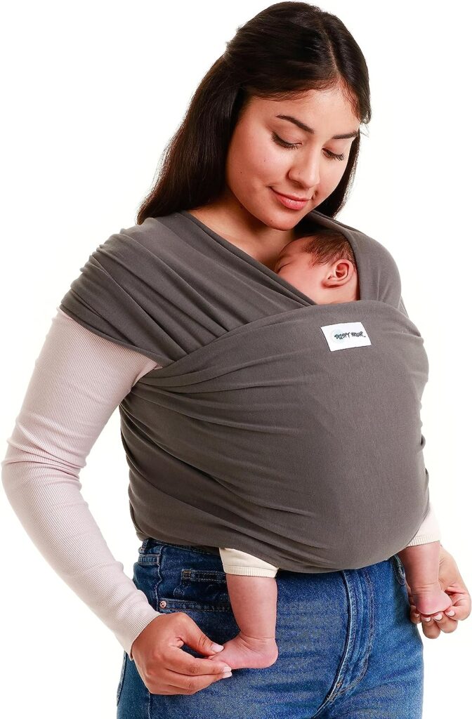 Sleepy Wrap Baby Carrier Newborn to Toddler - Hands-Free Baby Carrier Wrap - Stretchy Baby Wrap - Ergonomic Baby Wraps Carrier - Lightweight Baby Carrier Sling - Baby Body Carrier 7-35 lbs (Dark Gray)