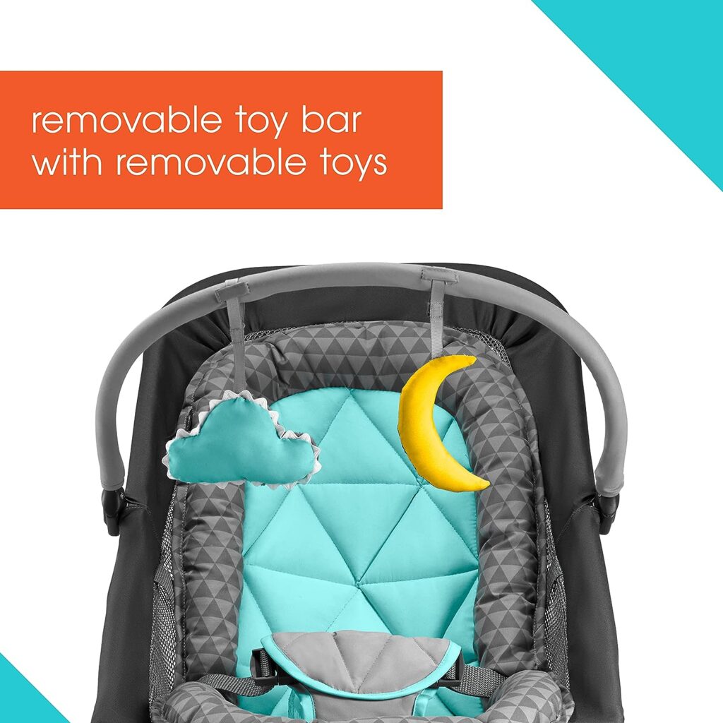Summer 2-in-1 Bouncer  Rocker Duo (Gray and Teal) Convenient and Portable Rocker and Bouncer for Babies Includes Soft Toys and Soothing Vibrations