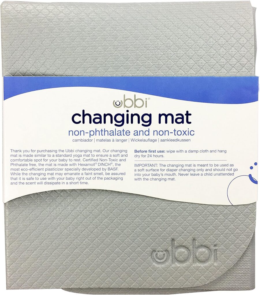 Ubbi Folding Changing Mat, Soft and Comfortable, Easy to Clean and Carry on the go, Yoga-Mat Feel, Gray