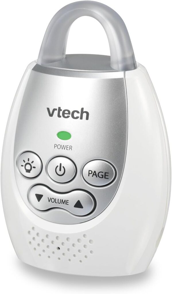 VTech DM221-2 Audio Baby Monitor with up to 1,000 ft of Range, Vibrating Sound-Alert, Talk Back Intercom, Night Light Loop  Two Parent Units, White