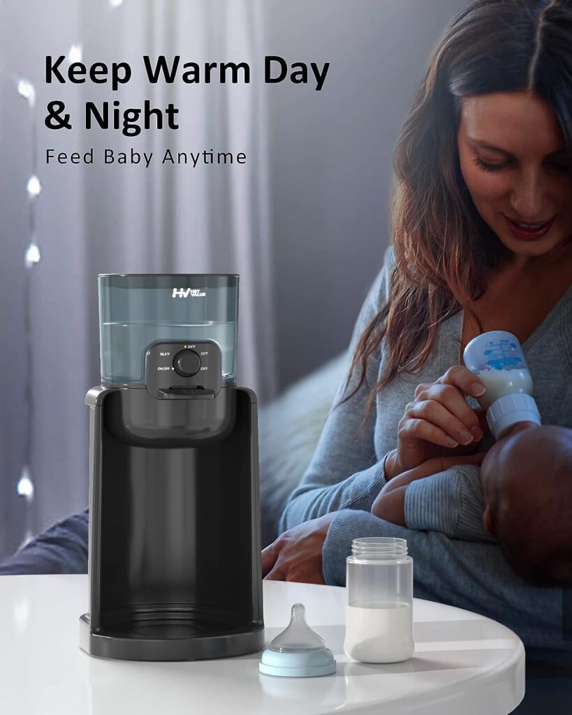Water Warmer, HEYVALUE Baby Bottle Warmer, Formula Maker with Night Light, 4 Temperature Control  72H Keep Warm, Detachable Tank, Instantly Dispenses Warm Water, Feed Baby More Easier and Healthier