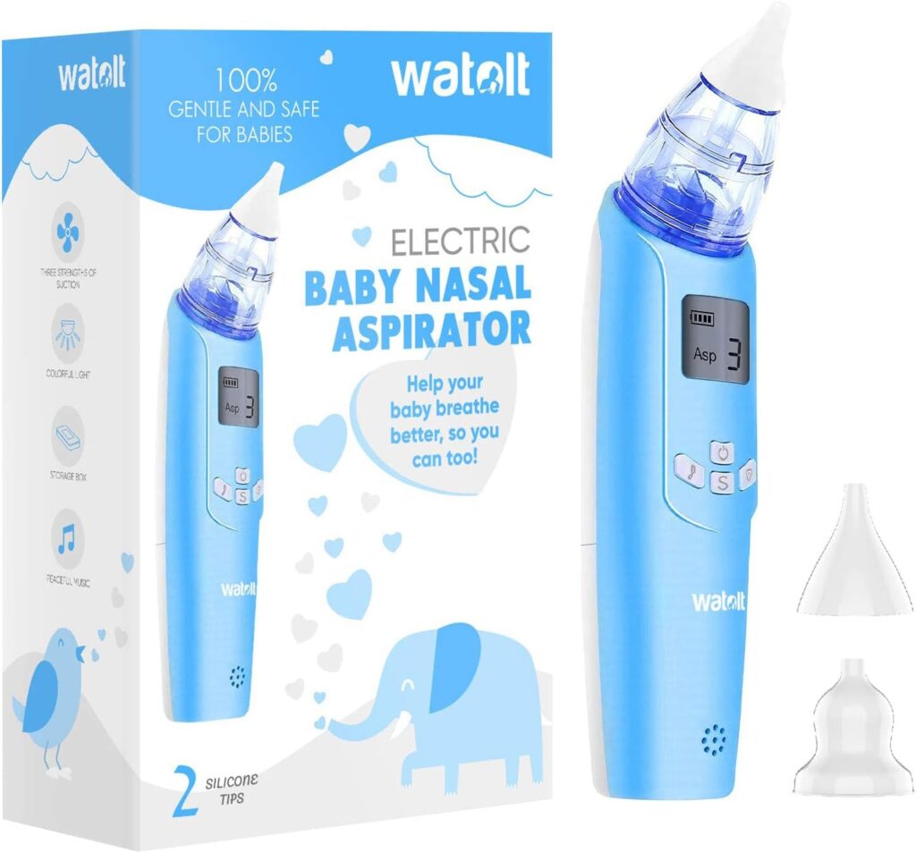 Watolt Baby Nasal Aspirator - Electric Nose Suction for Baby - Automatic Booger Sucker for Infants - Battery Powered Snot Mucus Remover for Kids Toddlers