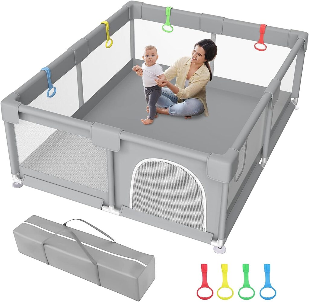 Zimmoo Baby Playpen, 71x59 Extra Large Playpen for Babies and Toddlers Baby Playards with Zipper Gate, Safety Baby Play Pen with Soft Breathable Mesh Indoor  Outdoor Kids Activity Center